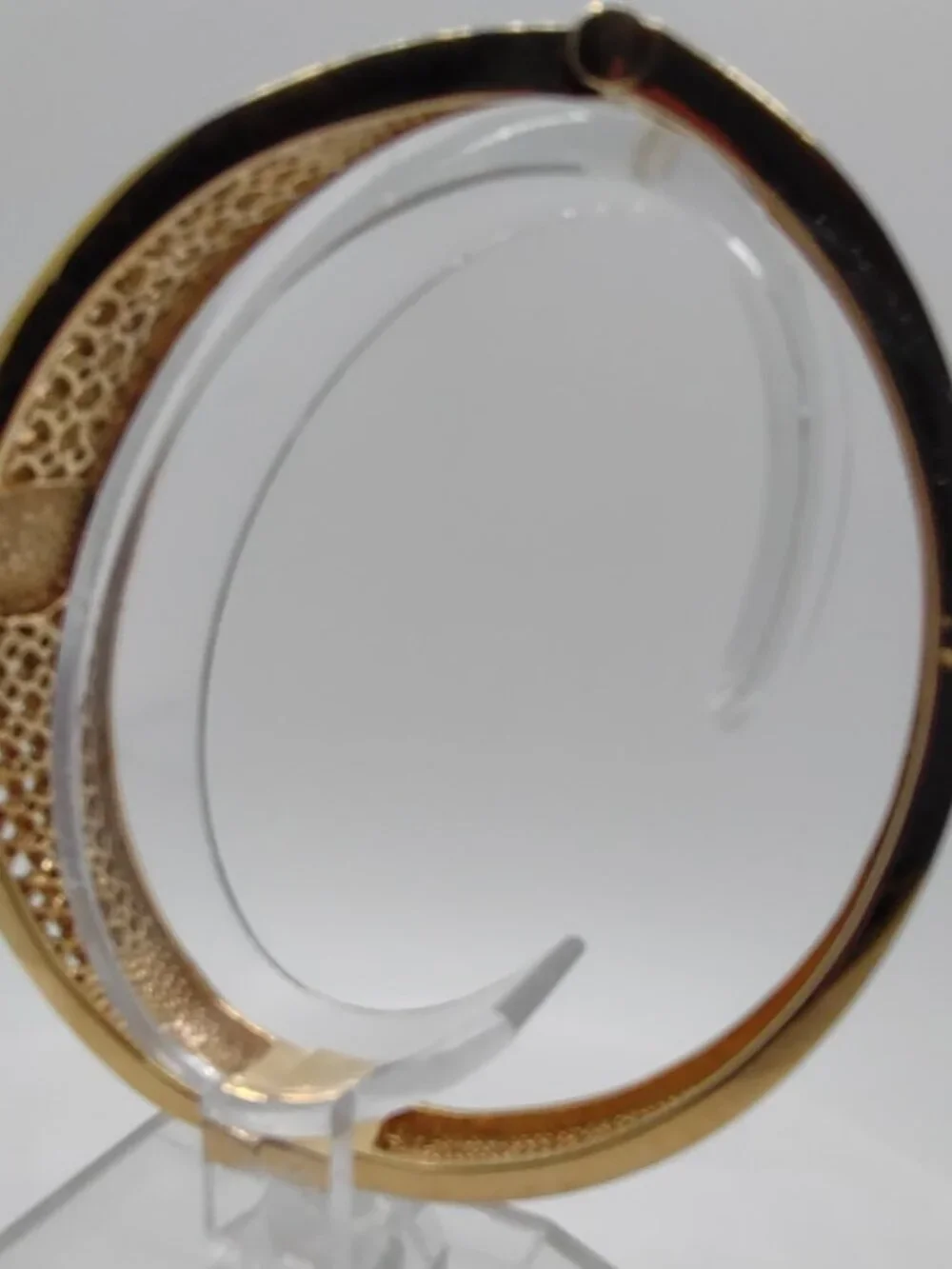 Bangle Bracelet -Peach Iolite Stone + CZs- Sterling Silver 925-Gold Vermeil
